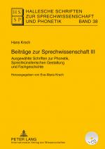 Cover-Bild Beiträge zur Sprechwissenschaft I–III / Beiträge zur Sprechwissenschaft III