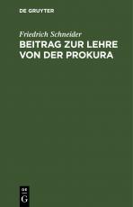 Cover-Bild Beitrag zur Lehre von der Prokura