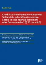 Cover-Bild Checkliste Einbringung eines Betriebs, Teilbetriebs oder Mitunternehmeranteils in eine Kapitalgesellschaft oder Genossenschaft (§ 20 UmwStG)