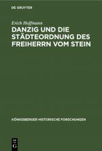 Cover-Bild Danzig und die Städteordnung des Freiherrn vom Stein