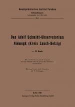 Cover-Bild Das Adolf Schmidt-Observatorium Niemegk (Kreis Zauch-Belzig)