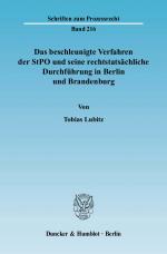 Cover-Bild Das beschleunigte Verfahren der StPO und seine rechtstatsächliche Durchführung in Berlin und Brandenburg.