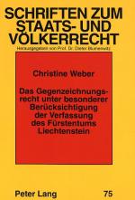 Cover-Bild Das Gegenzeichnungsrecht unter besonderer Berücksichtigung der Verfassung des Fürstentums Liechtenstein