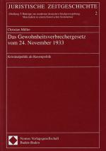 Cover-Bild Das Gewohnheitsverbrechergesetz vom 24. November 1933