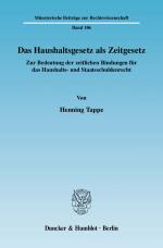 Cover-Bild Das Haushaltsgesetz als Zeitgesetz.