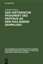 Cover-Bild Das historische Fragment des Papyrus 40 der Mailänder Sammlung