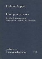 Cover-Bild Das Sprachapriori. Sprache als Voraussetzung menschlichen Denkens und Erkennens