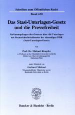 Cover-Bild Das Stasi-Unterlagen-Gesetz und die Pressefreiheit.