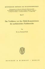 Cover-Bild Das Verfahren vor den Ethik-Kommissionen der medizinischen Fachbereiche.