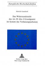 Cover-Bild Das Widerstandsrecht des Art. 20 Abs. 4 Grundgesetz im System des Verfassungsschutzes