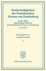 Cover-Bild Denkwürdigkeiten des Staatskanzlers Fürsten von Hardenberg.