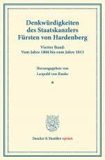 Cover-Bild Denkwürdigkeiten des Staatskanzlers Fürsten von Hardenberg.