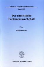 Cover-Bild Der einheitliche Parlamentsvorbehalt.