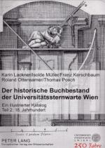 Cover-Bild Der historische Buchbestand der Universitätssternwarte Wien