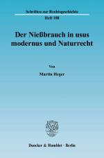 Cover-Bild Der Nießbrauch in usus modernus und Naturrecht.