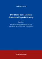 Cover-Bild Der Stand der aktuellen deutschen Utopieforschung