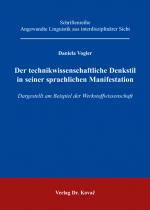 Cover-Bild Der technikwissenschaftliche Denkstil in seiner sprachlichen Manifestation