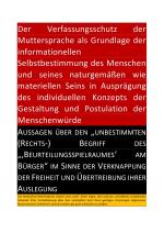 Cover-Bild DER VERFASSUNGSSCHUTZ DER MUTTERSPRACHE ALS GRUNDLAGE DER INFORMATIONELLEN SELBSTBESTIMMUNG DES MENSCHEN UND SEINES NATURGEMÄßEN WIE MATERIELLEN SEINS