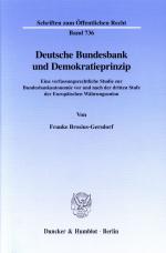 Cover-Bild Deutsche Bundesbank und Demokratieprinzip.