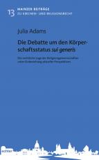 Cover-Bild Die Debatte um den Körperschaftsstatus sui generis