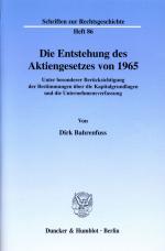Cover-Bild Die Entstehung des Aktiengesetzes von 1965.