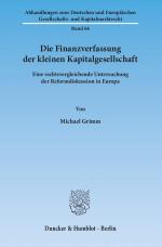 Cover-Bild Die Finanzverfassung der kleinen Kapitalgesellschaft.