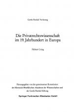 Cover-Bild Die Privatrechtswissenschaft im 19. Jahrhundert in Europa