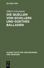 Cover-Bild Die Quellen von Schillers und Goethes Balladen