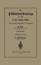 Cover-Bild Die Städteordnung von 1853 in ihrer heutigen Gestalt nebst dem Kommunalabgabengesetz und Nebengesetzen