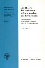 Cover-Bild Die Theorie des Verstehens in Sprachanalyse und Hermeneutik.