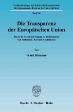 Cover-Bild Die Transparenz der Europäischen Union.
