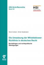 Cover-Bild Die Umsetzung der Whistleblower-Richtlinie in deutsches Recht