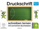 Cover-Bild Druckschrift schreiben lernen mit animierten Buchstaben.