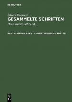 Cover-Bild Eduard Spranger: Gesammelte Schriften / Grundlagen der Geisteswissenschaften
