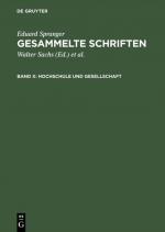 Cover-Bild Eduard Spranger: Gesammelte Schriften / Hochschule und Gesellschaft