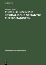 Cover-Bild Einführung in die lexikalische Semantik für Romanisten