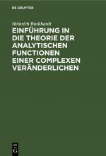 Cover-Bild Einführung in die Theorie der analytischen Functionen einer complexen Veränderlichen