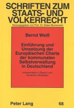 Cover-Bild Einführung und Umsetzung der Europäischen Charta der kommunalen Selbstverwaltung in Deutschland