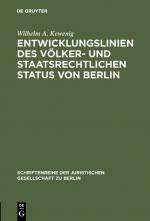 Cover-Bild Entwicklungslinien des völker- und staatsrechtlichen Status von Berlin