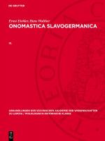 Cover-Bild Ernst Eichler; Hans Walther: Onomastica Slavogermanica / Ernst Eichler; Hans Walther: Onomastica Slavogermanica. IX.