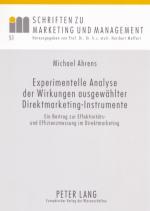 Cover-Bild Experimentelle Analyse der Wirkungen ausgewählter Direktmarketing-Instrumente