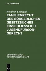 Cover-Bild Familienrecht des Bürgerlichen Gesetzbuches einschließlich Jugendfürsorgerecht