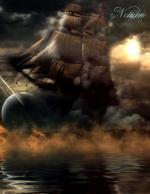 Cover-Bild Fantasy Notizbuch: Wolkenschiff - weiße Seiten mit Eckmotiv