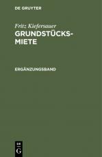 Cover-Bild Fritz Kiefersauer: Grundstücksmiete / Ergänzungsband