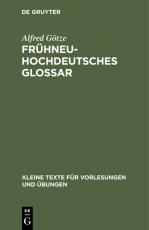Cover-Bild Frühneuhochdeutsches Glossar