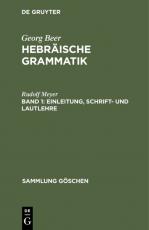 Cover-Bild Georg Beer: Hebräische Grammatik / Einleitung, Schrift- und Lautlehre