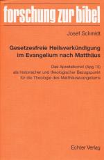 Cover-Bild Gesetzesfreie Heilsverkündigung im Evangelium nach Matthäus