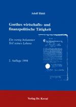 Cover-Bild Goethes wirtschafts- und finanzpolitische Tätigkeit