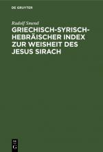 Cover-Bild Griechisch-Syrisch-Hebräischer Index zur Weisheit des Jesus Sirach