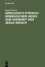 Cover-Bild Griechisch-Syrisch-Hebräischer Index zur Weisheit des Jesus Sirach